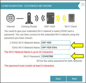 Dlinkap.local extender setup page